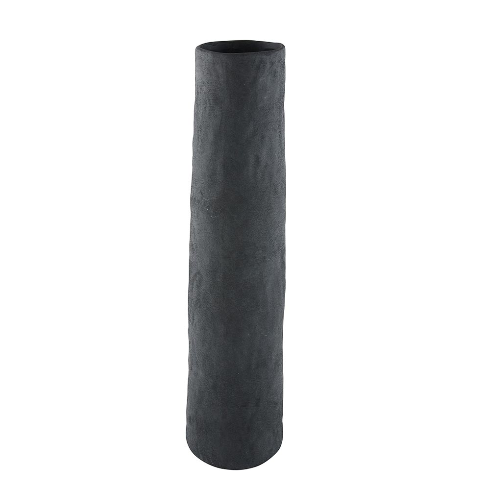 VASE CYLINDRIQUE HAUT EN TERRE CUITE GRISE ANTHRACITE 15.7 X 61 X 15.7 CM - Photo N°1