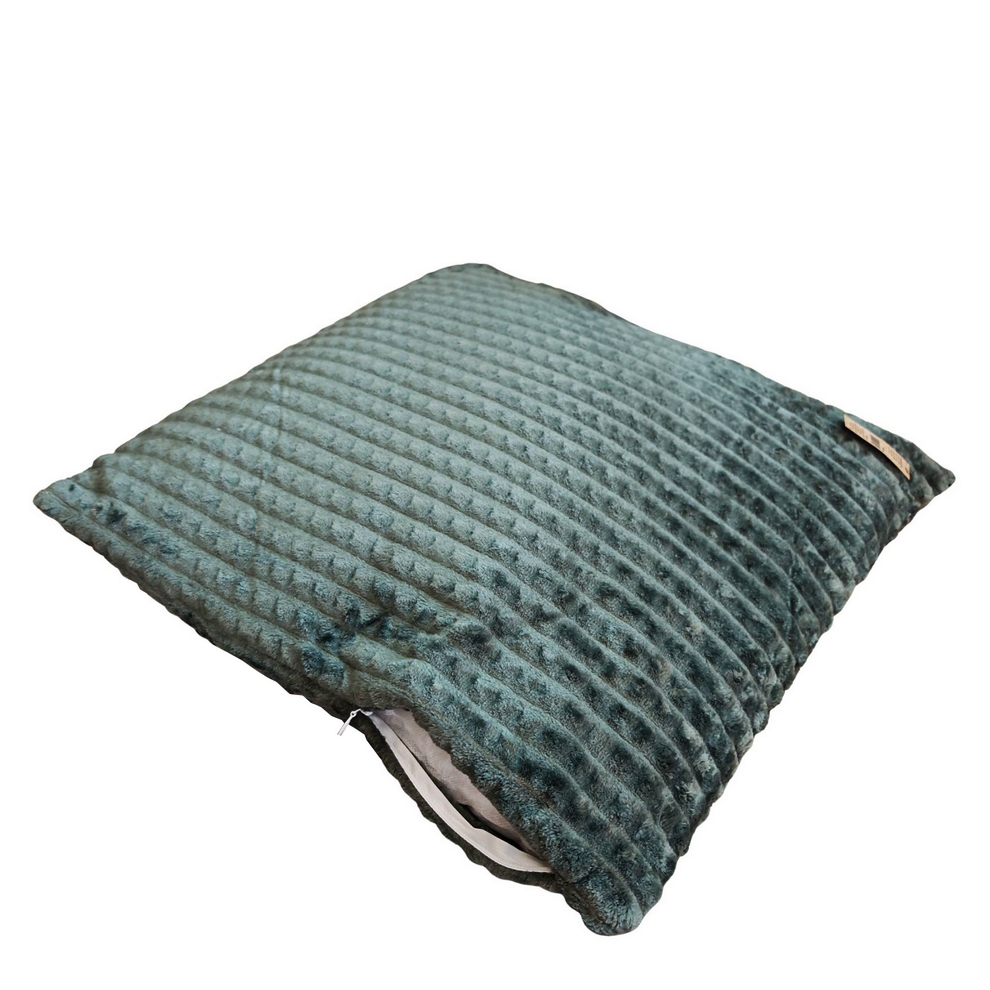 COUSSIN LONE VELOURS A COTES KAKI 45 X 45 CM 100 % POLYESTER - Photo N°3