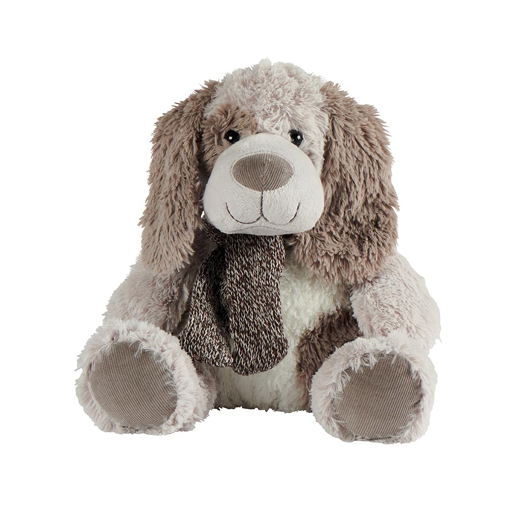 PELUCHE CHIEN NESSY BICOLORE GRIS ET TAUPE DE 26 CM - Photo N°1
