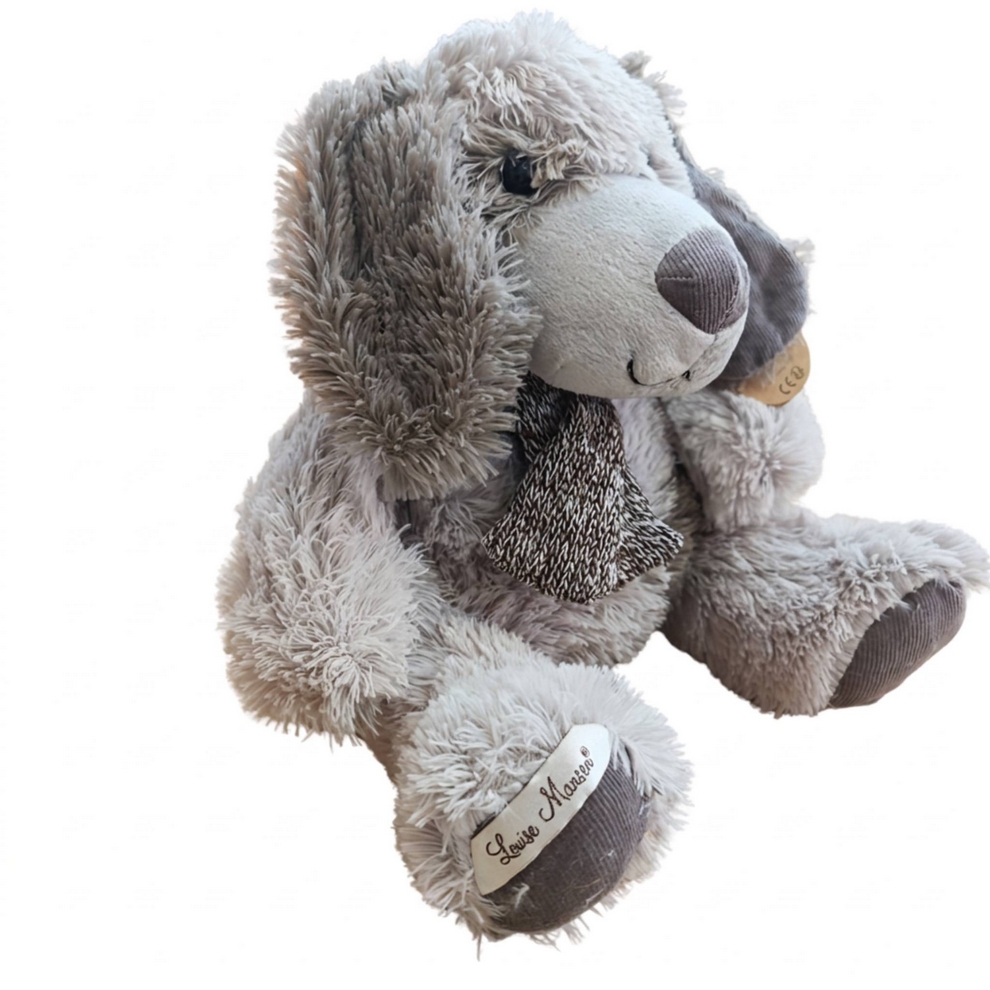 PELUCHE CHIEN NESSY BICOLORE GRIS ET TAUPE DE 26 CM - Photo N°4