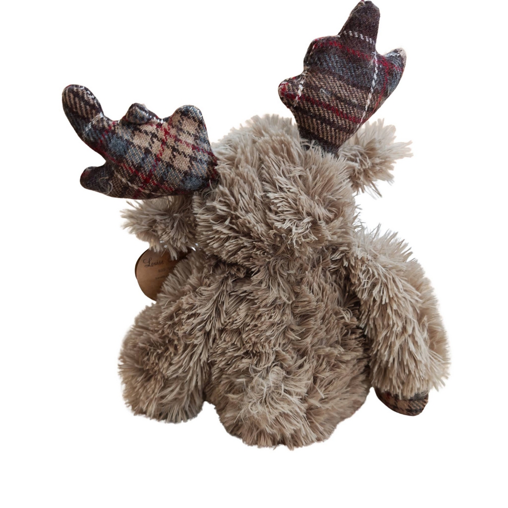 PELUCHE RENNE SIMEO MARRON ET TISSU ECOSSAIS 35 CM - Photo N°2
