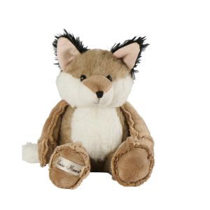 PELUCHE RENARD MARRON CLAIRE ET BLANC  NOMME JAMMY 32 CM