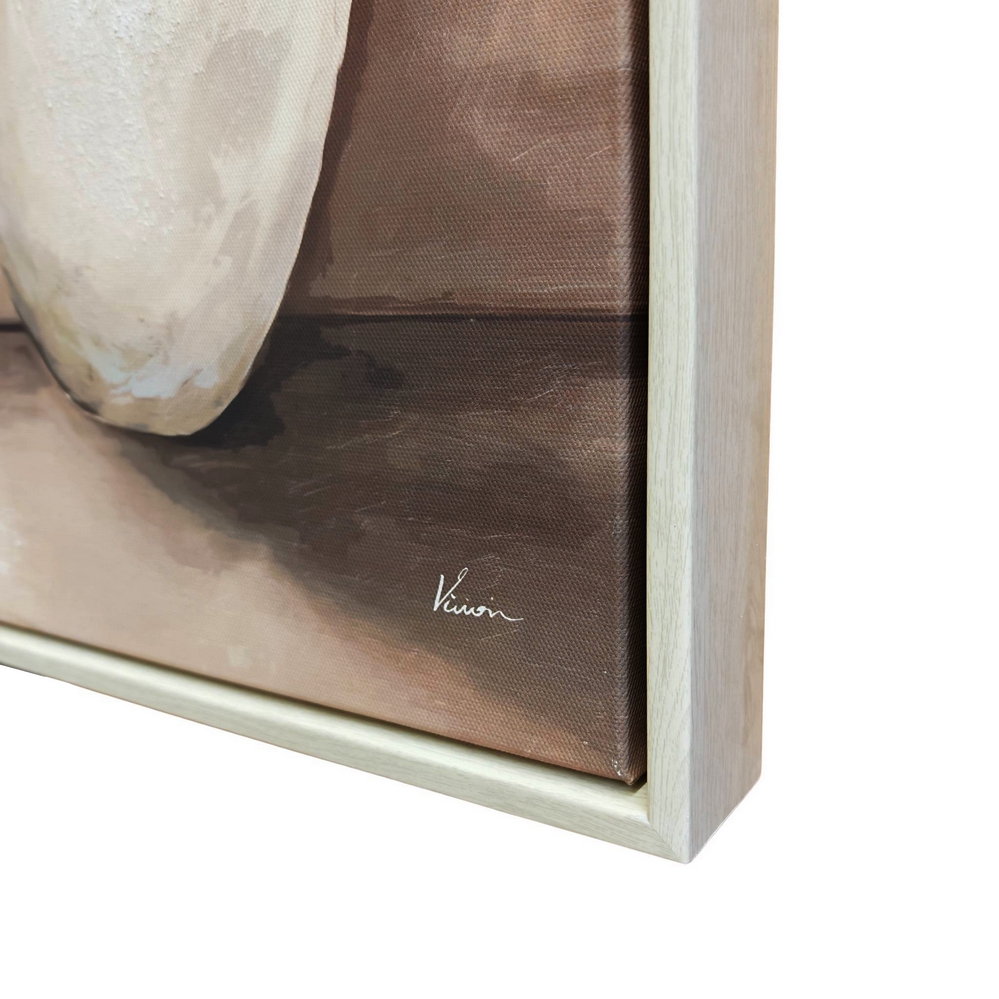 TABLEAU SUR TOILE ENCADRÉ VASES ET PLANTES TEINTE MARRON VUE MER 60 X 90cm - Photo N°5