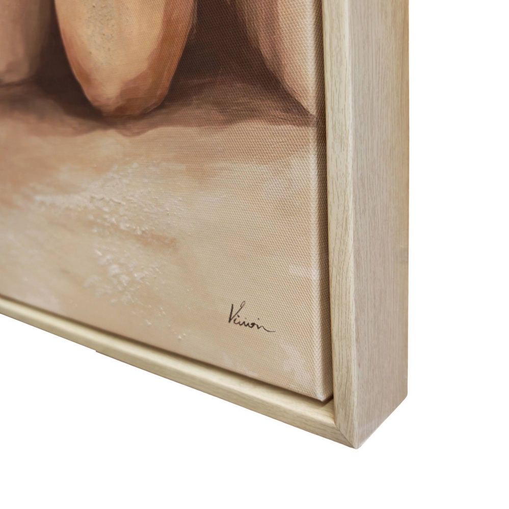 TABLEAU SUR TOILE ENCADRÉ VASES ET PLANTES TEINTE MARRON VUE MER 60 X 90cm - Photo N°3