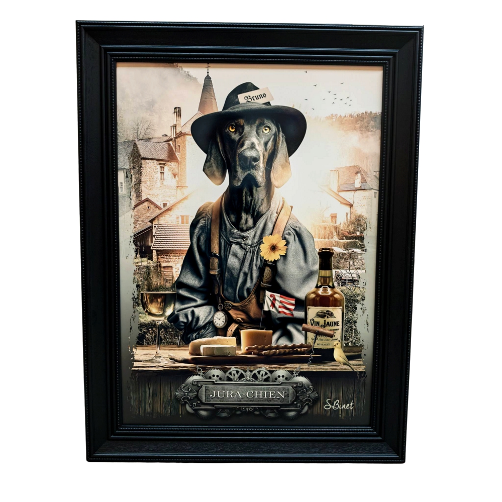 TOILE IMPRESSION S BINET LE JURA-CHIEN ENCADREMENT NOIR 63 X 83 CM - Photo N°5