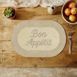 SET DE TABLE PLASTIQUE SOUPLE BON APPETIT BEIGE ET FICELLE 45 X 30 CM