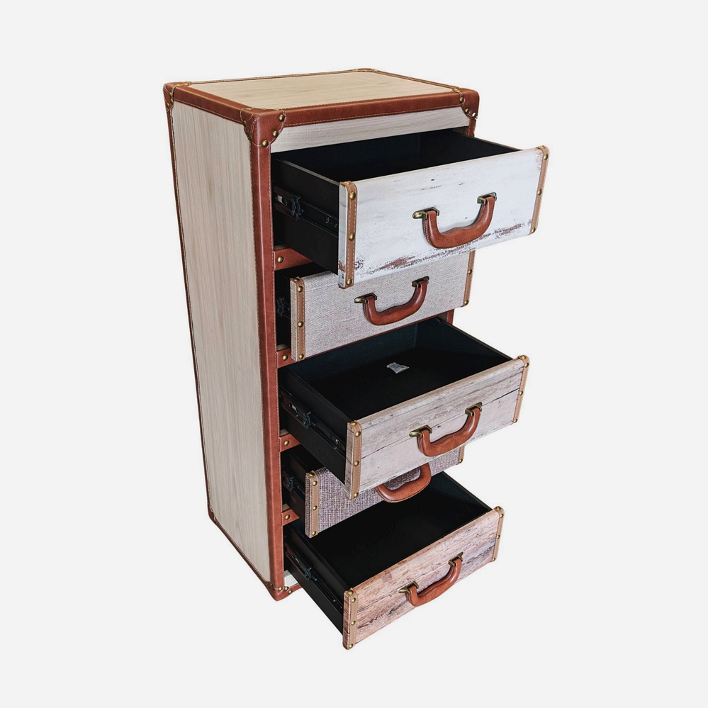 MEUBLE VALISE POUR RANGEMENT 5 TIROIRS NEVADA 42 X 93 X 30 CM - Photo N°6