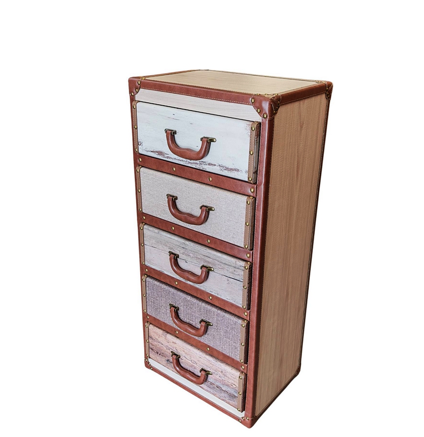 MEUBLE VALISE POUR RANGEMENT 5 TIROIRS NEVADA 42 X 93 X 30 CM - Photo N°1