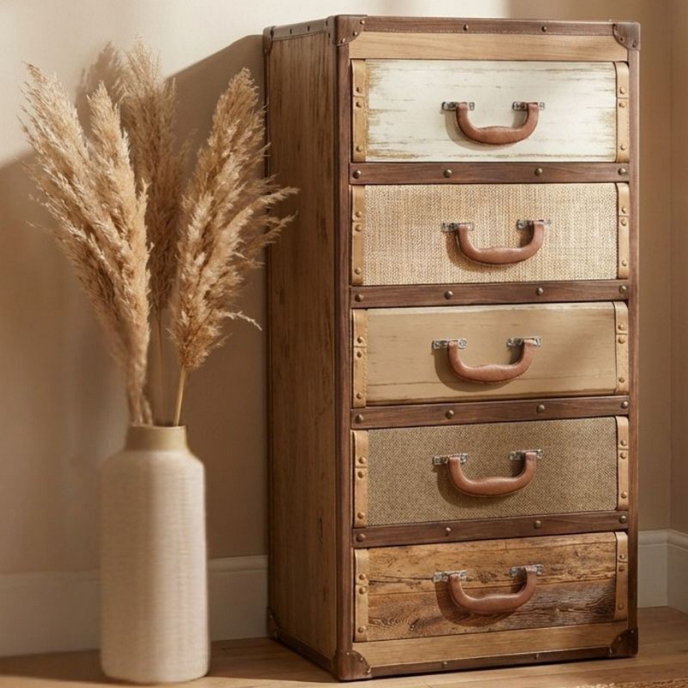 MEUBLE VALISE POUR RANGEMENT 5 TIROIRS NEVADA 42 X 93 X 30 CM - Photo N°2