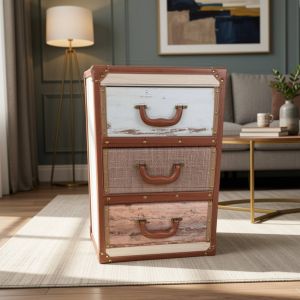 MEUBLE VALISE POUR RANGEMENT 3 TIROIRS NEVADA 40 X 63 X 30 CM