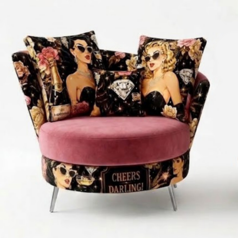 FAUTEUIL MADONNA TISSU CHERR DARLING !  148 X 128 X 108 CM - Photo N°1