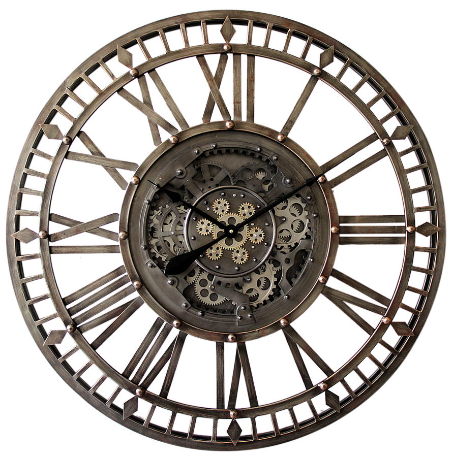 HORLOGE INDUSTRIEL ENGRENAGE 90 CM MECANISME TOURNANT - Photo N°1