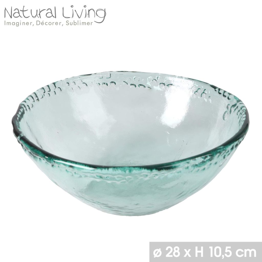 SALADIER MURANO EN VERRE RECYCLE TRANSPARENT 28.5 X 10.5 X 28.5 CM - Photo N°1