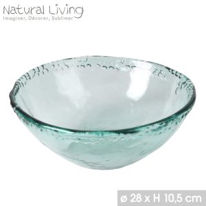 SALADIER MURANO EN VERRE RECYCLE TRANSPARENT 28.5 X 10.5 X 28.5 CM