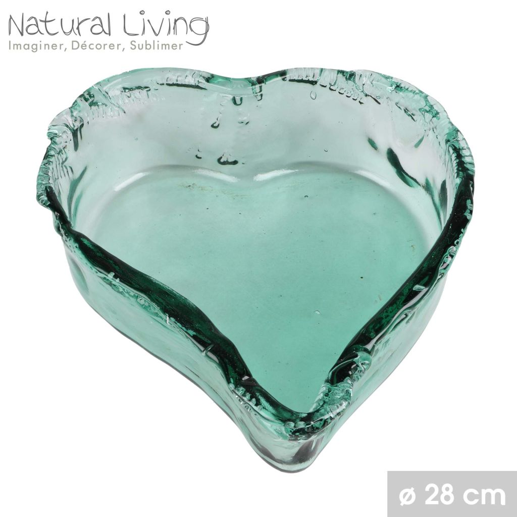 COUPE COEUR INCA EN VERRE RECYCLE TRANSPARENT 28 X 9 X 30 CM - Photo N°1
