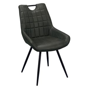 CHAISE DINA MICROFIBRE PIEDS NOIR METAL TISSU MICROFIBRE NOIR 56 X 86 X 59.5 CM