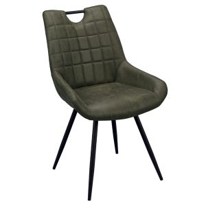 CHAISE DINA MICROFIBRE PIEDS NOIR METAL TISSU KAKI 56 X 86 X 59.5 CM