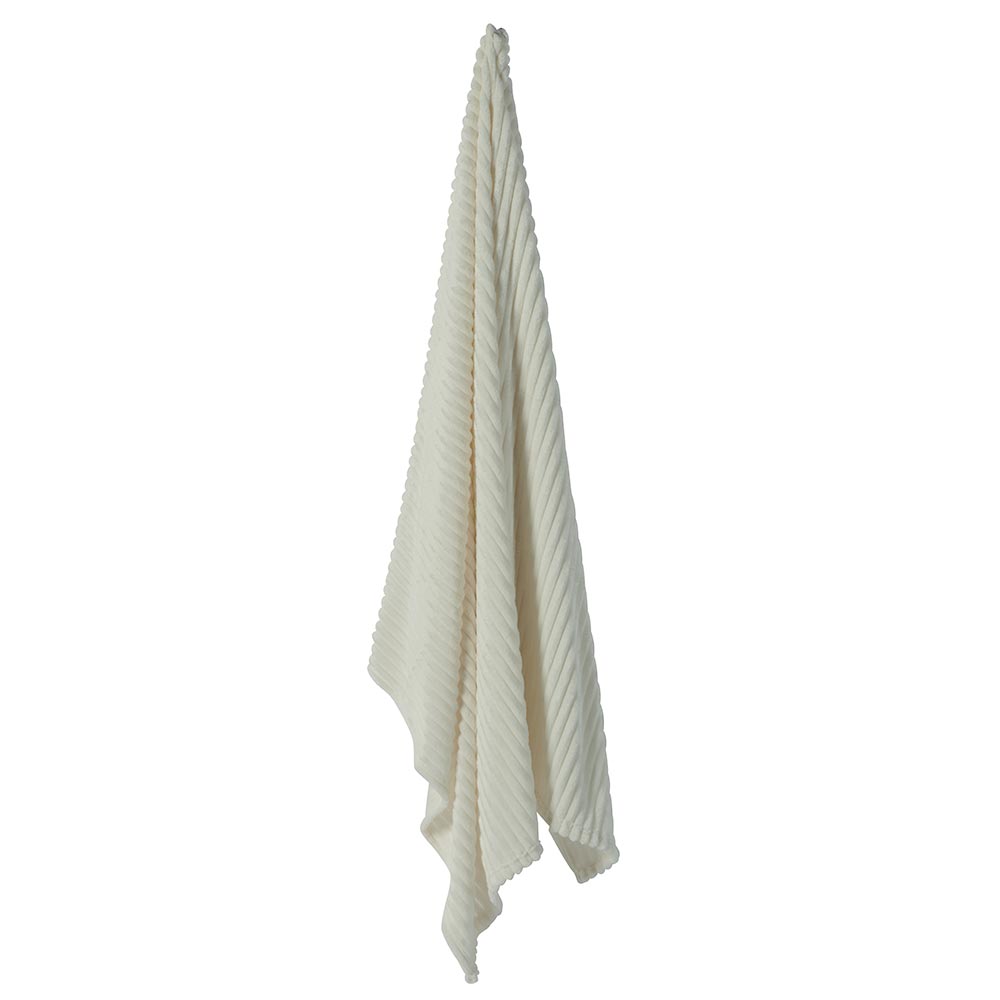 PLAID A COTES SNOW COULEUR BLANC 130 X 160 CM POLYESTER - Photo N°2