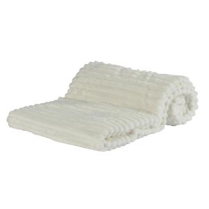 PLAID A COTES SNOW COULEUR BLANC 130 X 160 CM POLYESTER