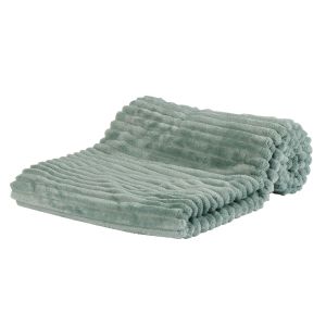 PLAID A COTES EWAN COULEUR SAUGE 130 X 160 CM POLYESTER