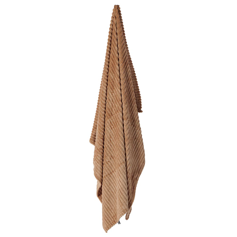 PLAID A COTES JAHNIS COULEUR CAMEL 130 X 160 CM POLYESTER - Photo N°2