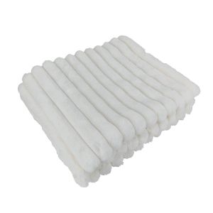PLAID A GROSSES COTES STINA COULEUR BLANC 400GSM 130 X 170 CM POLYESTER