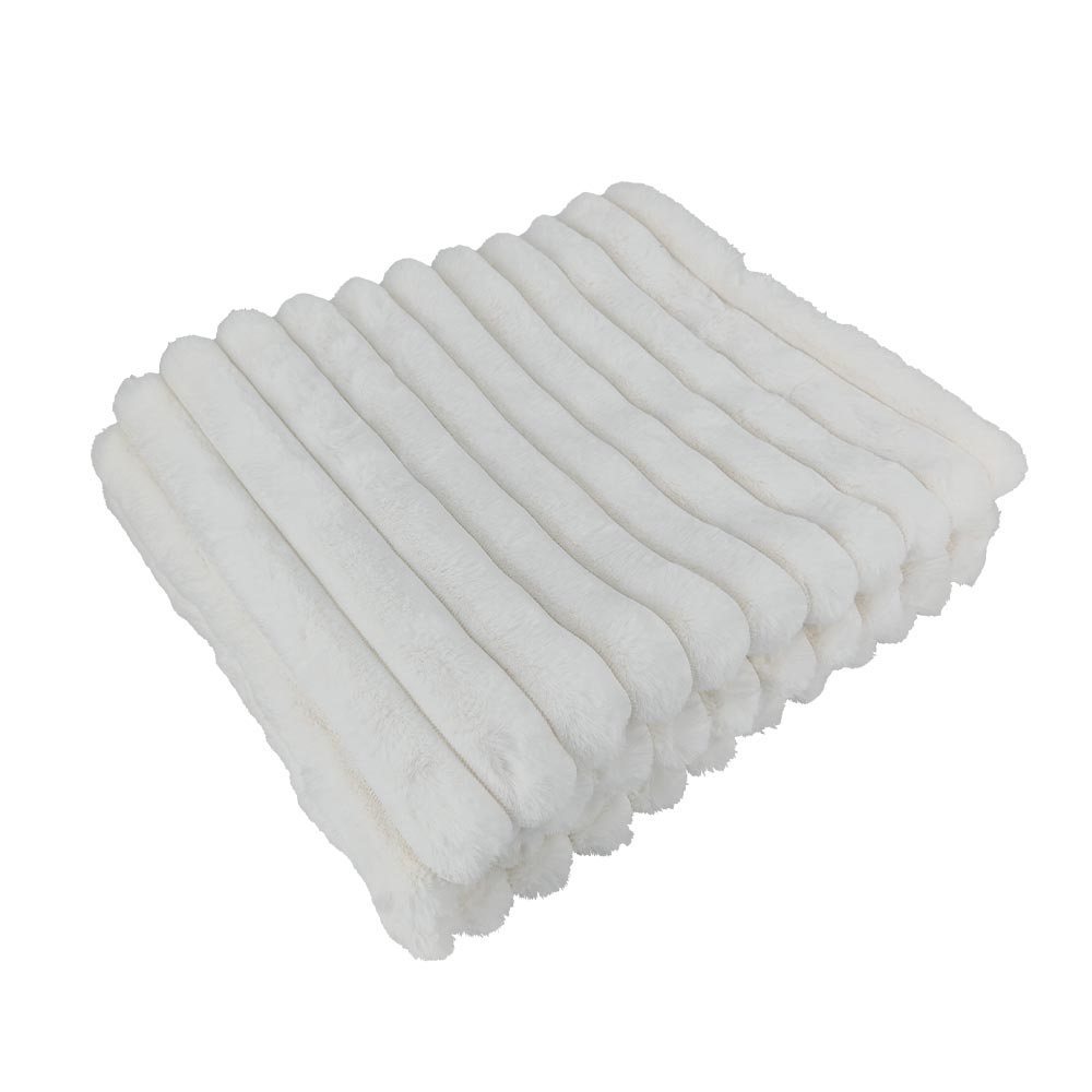 PLAID A GROSSES COTES STINA COULEUR BLANC 400GSM 130 X 170 CM POLYESTER - Photo N°1