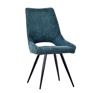 CHAISE STOCKHOLM PIEDS PIVOTANT METAL NOIR ASSISE TISSU BLEU  51.5 X 62 X 95CM
