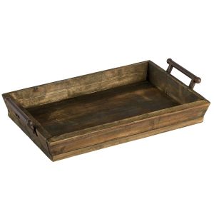 PLATEAU BOIS RUSTIQUE ANSES METAL 46 X 8.5 X 28.5 cm