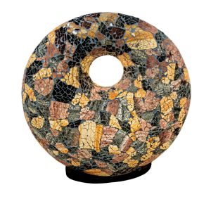 LAMPE DONUT BRUN  et  OR A POSER MOSAIQUE DE VERRE 35 CM
