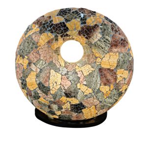 LAMPE DONUT BRUN  et  OR A POSER MOSAIQUE DE VERRE 30 CM