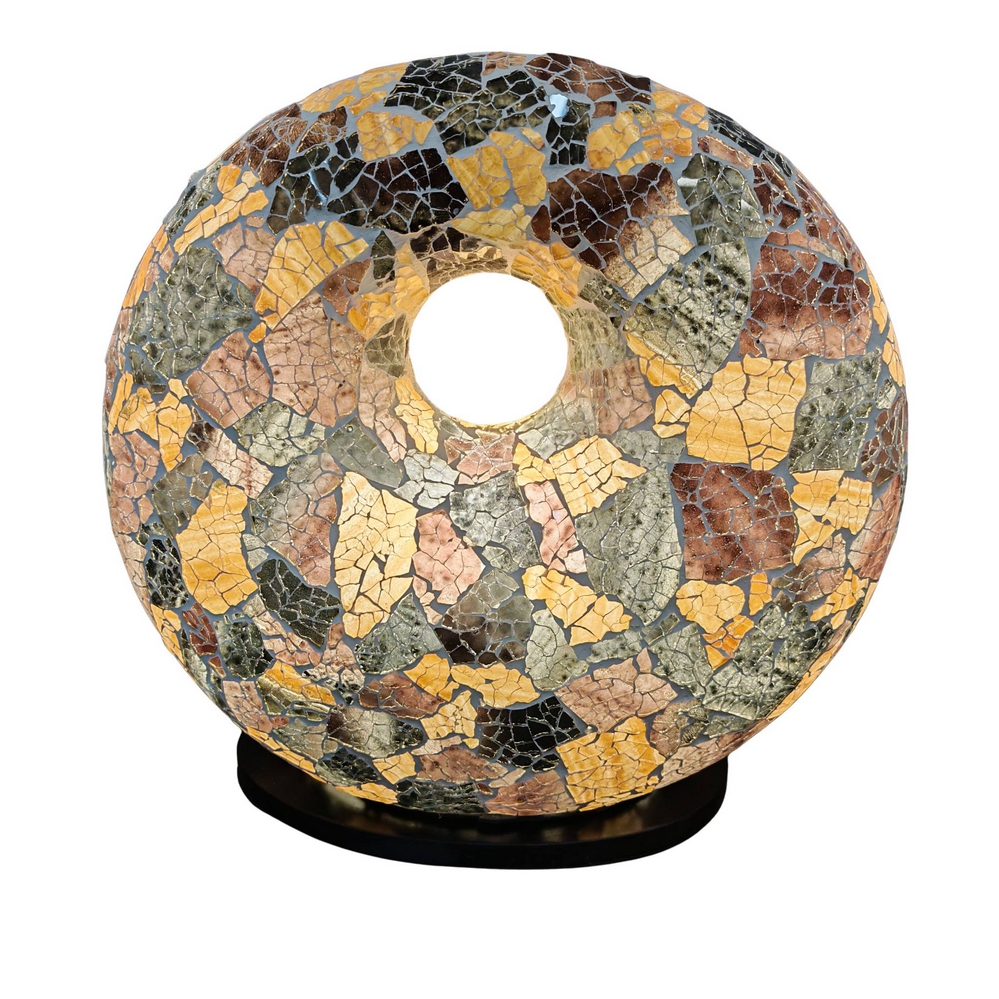 LAMPE DONUT BRUN  et  OR A POSER MOSAIQUE DE VERRE 30 CM - Photo N°1