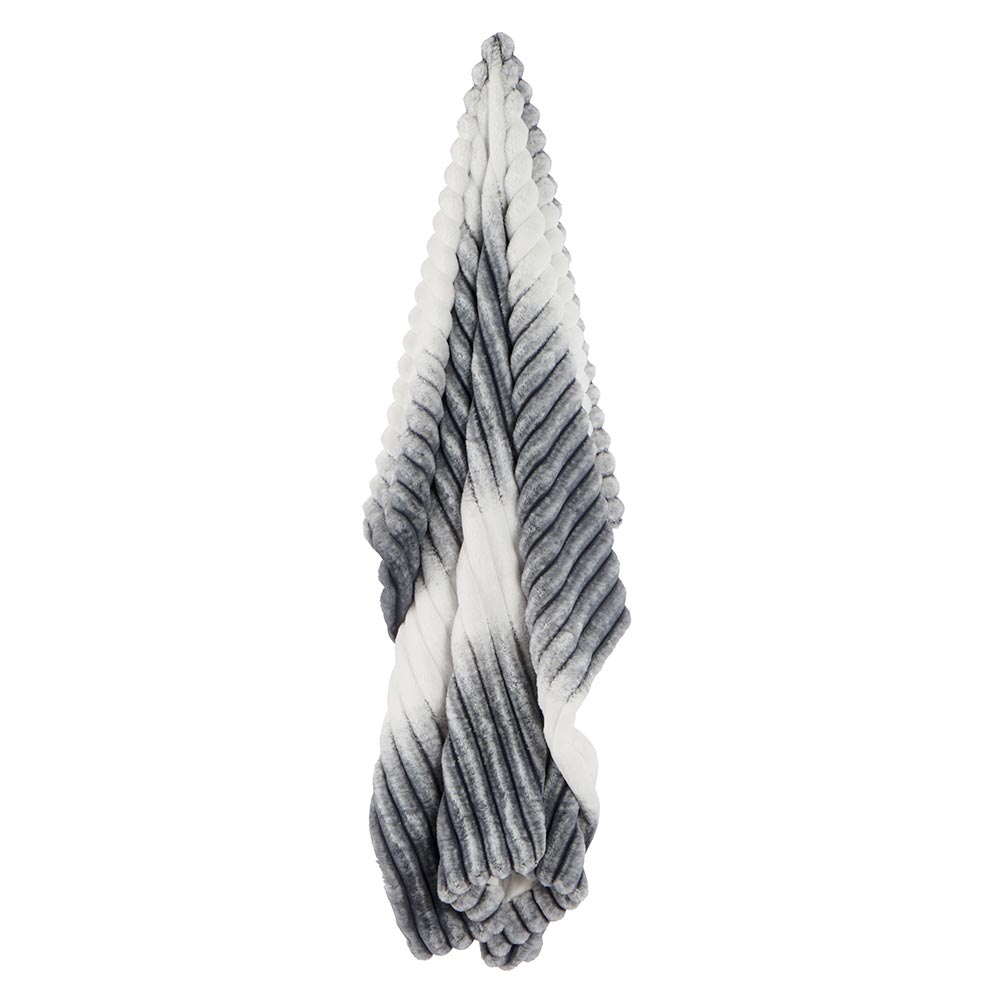 PLAID GROSSES COTES ARWEN FACON TIE AND DIE COULEUR GRIS 127 X 152 CM POLYESTER - Photo N°2