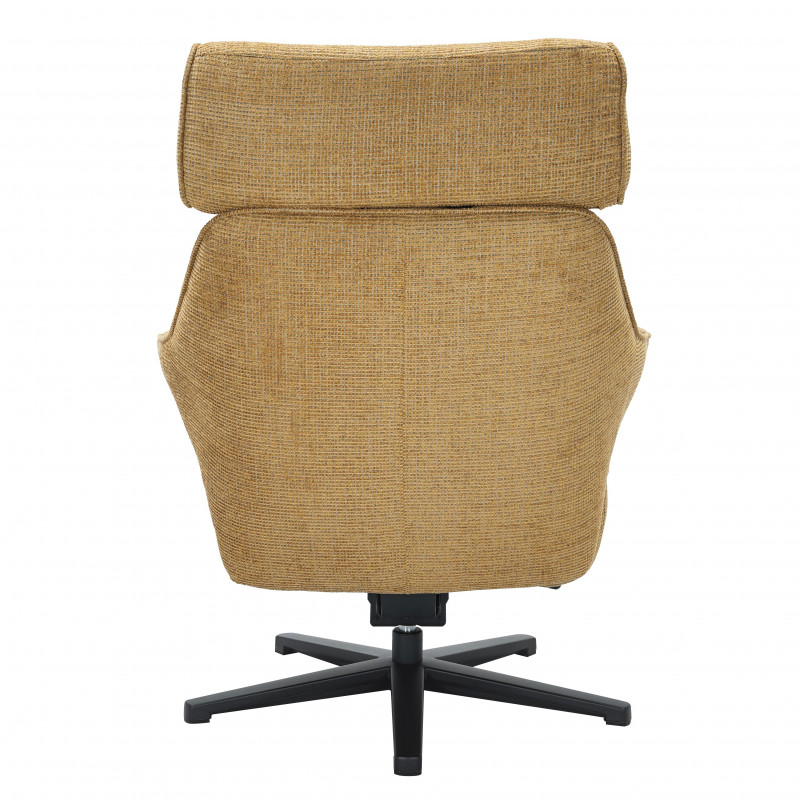 FAUTEUIL ET POUF RELAXATION TISSU MOUTARDE PIEDS NOIR H 109 X L 85 X P 82.5 CM - Photo N°4