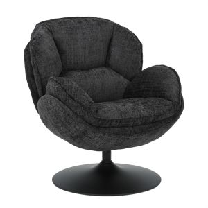 FAUTEUIL PIVOTANT VOLDA TISSU NOIR ANTHRACITE H 86 X L 76 X P 82 CM
