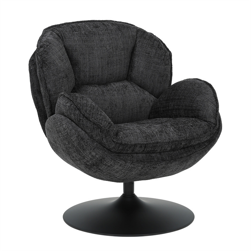 FAUTEUIL PIVOTANT VOLDA TISSU NOIR ANTHRACITE H 86 X L 76 X P 82 CM - Photo N°1