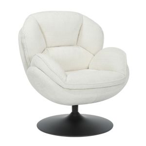 FAUTEUIL PIVOTANT VOLDA TISSU BLANC CREME H 86 X L 76 X P 82 CM