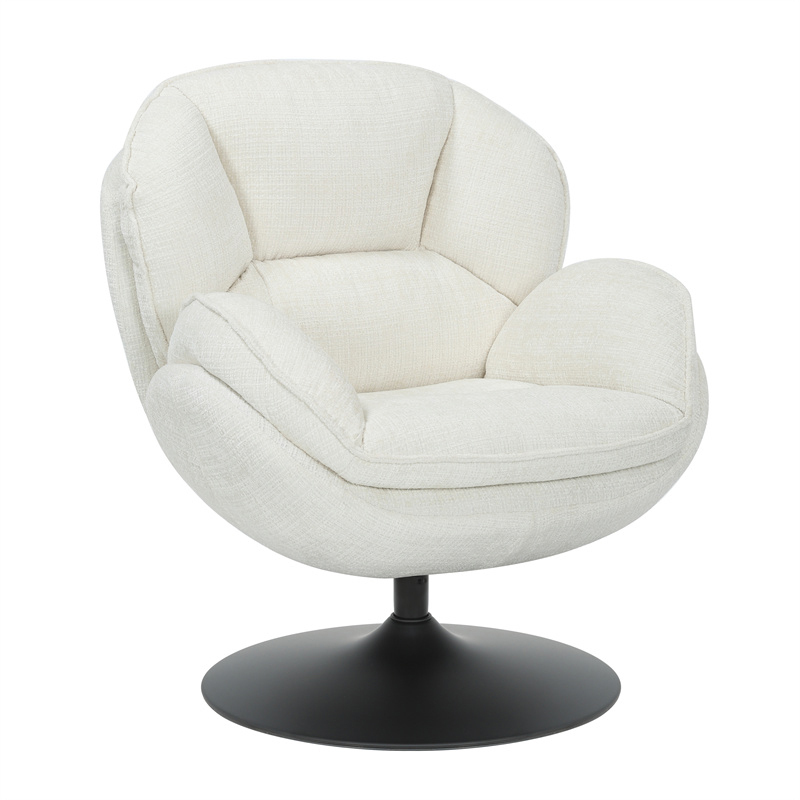 FAUTEUIL PIVOTANT VOLDA TISSU BLANC CREME H 86 X L 76 X P 82 CM - Photo N°1