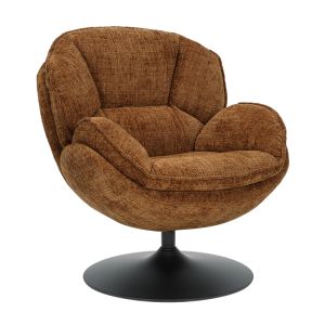 FAUTEUIL PIVOTANT VOLDA TISSU BRUN CAMEL H 86 X L 76 X P 82 CM