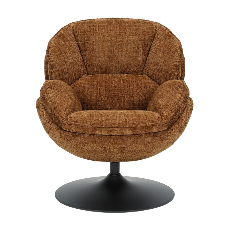 FAUTEUIL PIVOTANT VOLDA TISSU BRUN CAMEL H 86 X L 76 X P 82 CM - Photo N°4