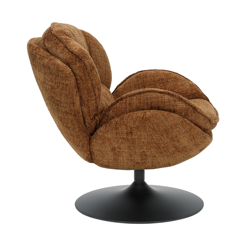 FAUTEUIL PIVOTANT VOLDA TISSU BRUN CAMEL H 86 X L 76 X P 82 CM - Photo N°3