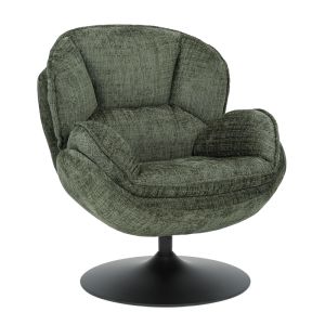FAUTEUIL PIVOTANT VOLDA TISSU VERT OLIVE H 86 X L 76 X P 82 CM