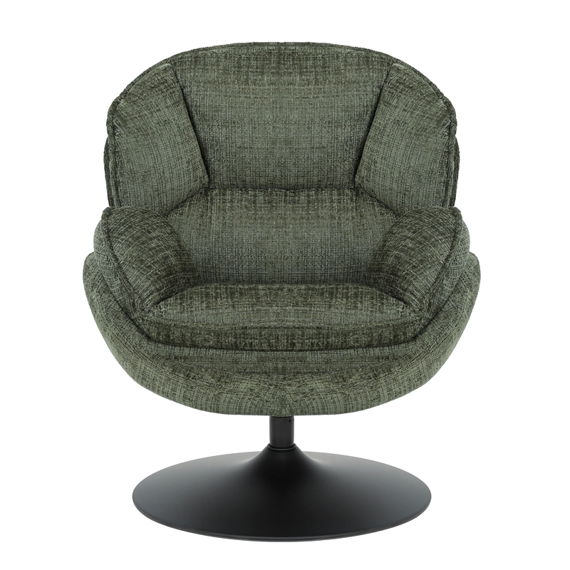 FAUTEUIL PIVOTANT VOLDA TISSU VERT OLIVE H 86 X L 76 X P 82 CM - Photo N°4