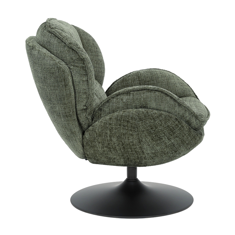 FAUTEUIL PIVOTANT VOLDA TISSU VERT OLIVE H 86 X L 76 X P 82 CM - Photo N°3