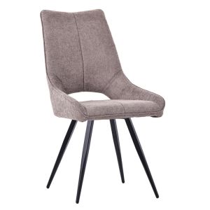 CHAISE STOCKHOLM PIEDS PIVOTANT METAL NOIR ASSISE TISSU GRIS  51.5 X 62 X 95CM
