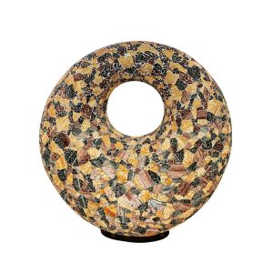 LAMPE DONUT OR ET BRUN A POSER MOSAIQUE DE VERRE 80 CM