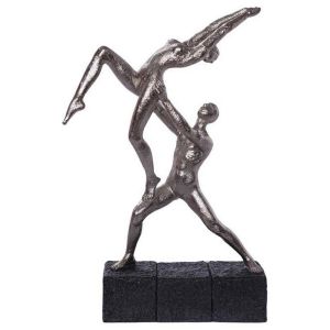 STATUE COUPLE GYMNASTIQUE ART ASPECT METAL 16 X 25.50 X 5 CM