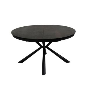 TABLE RONDE PG HOME TOLEDE CERAMIQUE NOIR IRON AVEC ALLONGE 140/190 X 140 X 76