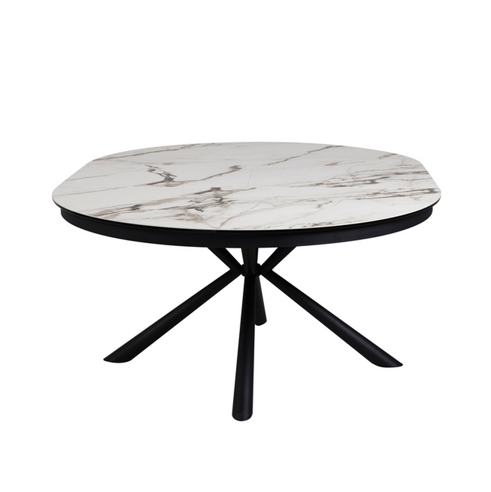 TABLE RONDE PG HOME TOLEDE CERAMIQUE ALLONGE MARBRE BLANC 140 X 140/190 X 76 - Photo N°3